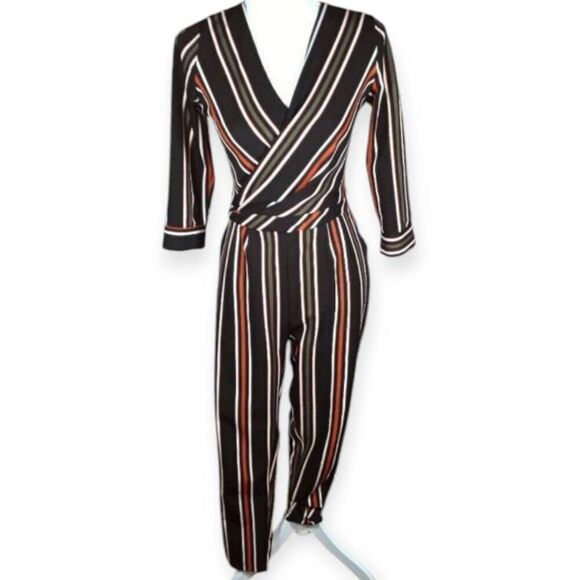 KAKTUS GREEN, BLACK, & MUSTARD STRIPE JUMPSUIT SZ.S EUC - Picture 1 of 4